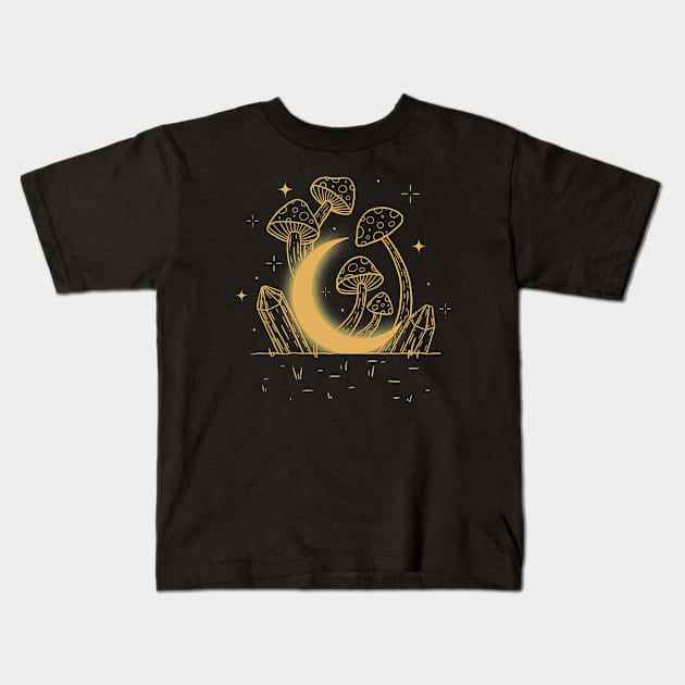 Moon In The Shrooms Kids T-Shirt by xyz_studio